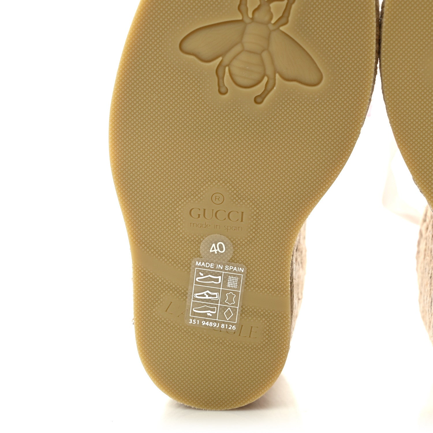 Gucci Canvas Grossgrain Embroidered Judit Ankle Wrap Platform 35/120mm Espadrille Wedges 40 White Shell 6 of 8