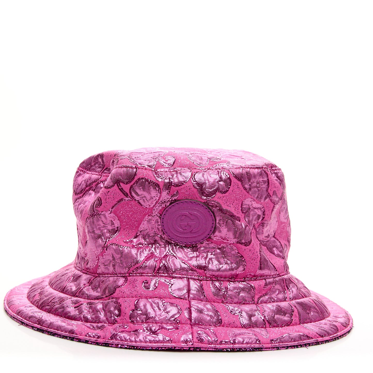 Canvas Lame GG Monogram Reversible Bucket Hat S Fuxia Pink