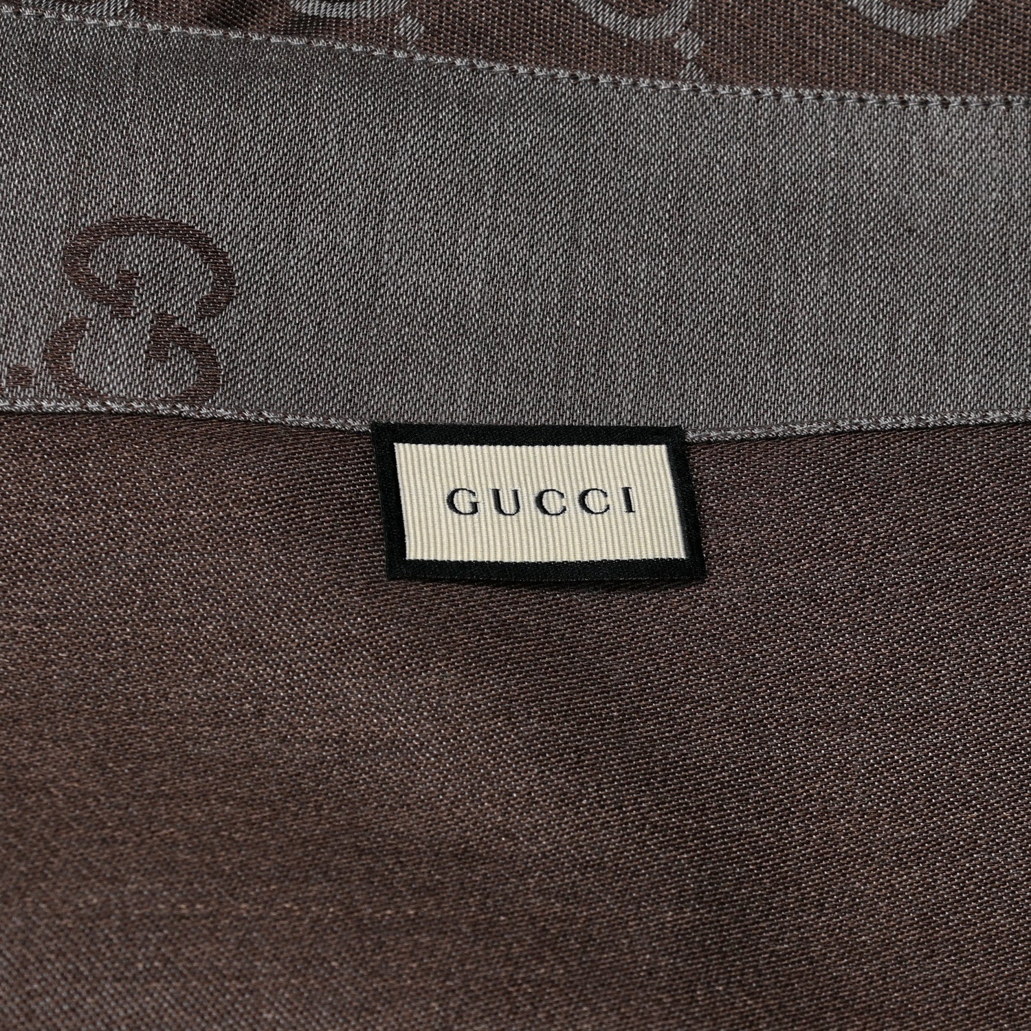 Gucci Wool Silk GG Monogram GGNat Plus Scarf Rope Dark Brown 3 of 5