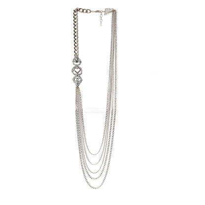 Chanel Crystal Eye Heart CC Multi Strand Chain Necklace Gold Green Pink Blue 3 of 6