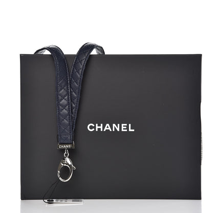 Chanel Lambskin Quilted Lanyard Key Holder Necklace Navy 4 of 4