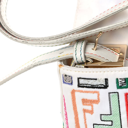 Fendi Nylon FF Multicolor Embroidered Baguette Multicolor White 15 of 16