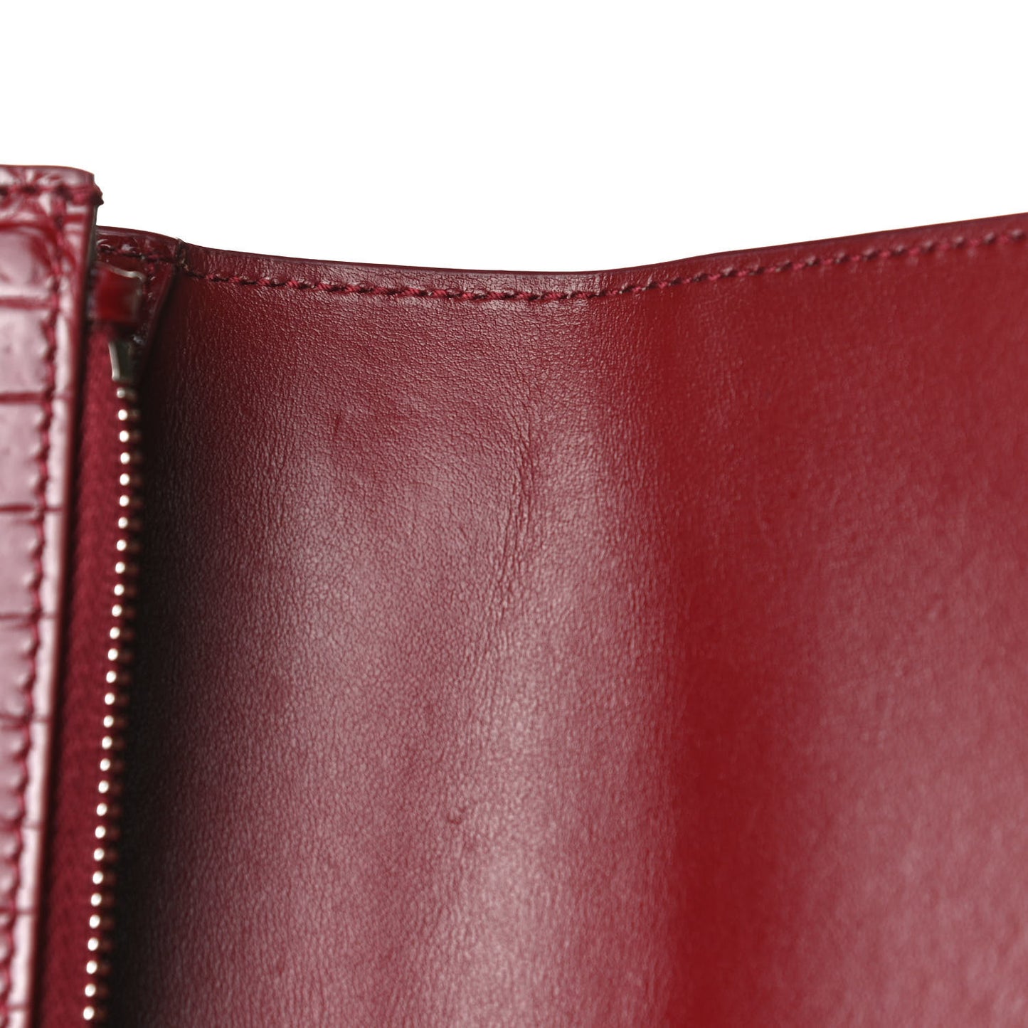 Calfskin Crocodile Embossed Monogram Sunset Chain Wallet Palissandre