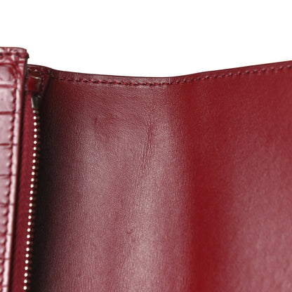 Saint Laurent Calfskin Crocodile Embossed Monogram Sunset Chain Wallet Palissandre 10 of 13