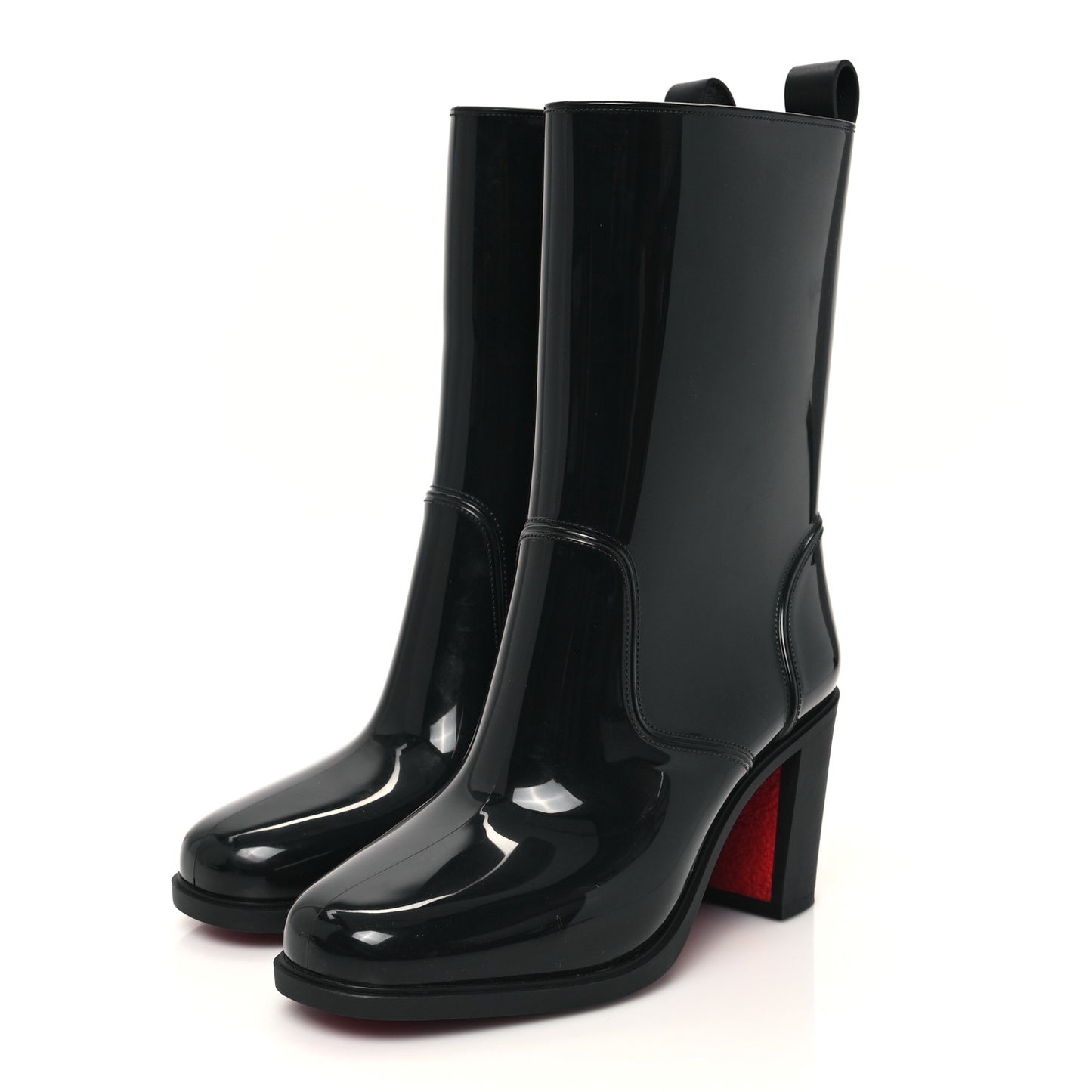 Recycled PVC Calfskin Loubirain 70 Boots 37 Black