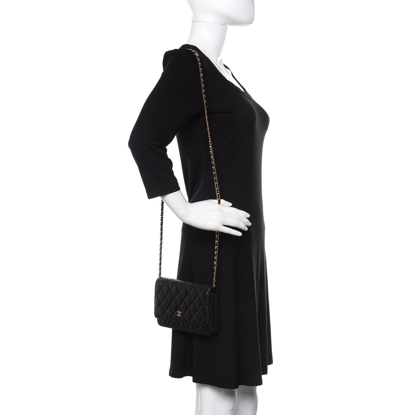Caviar Quilted Wallet On Chain WOC Black