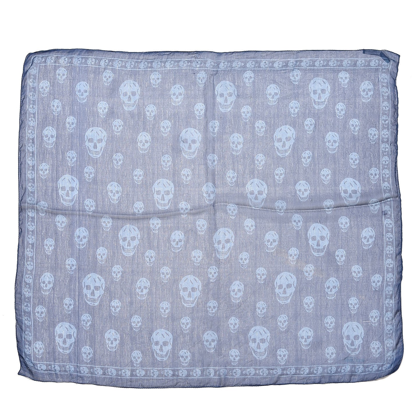 Silk Chiffon Skull Scarf Blue