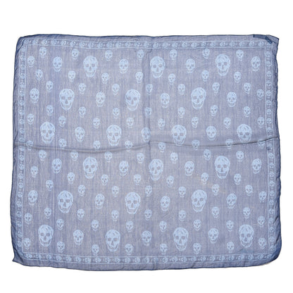 Alexander McQueen Silk Chiffon Skull Scarf Blue 1 of 4