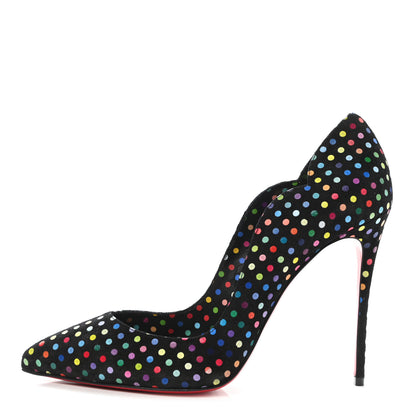 Christian Louboutin Suede Polka Dot Hot Chick 100 Pumps 40.5 Black Multicolor 1 of 8