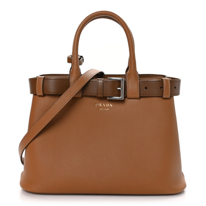 Prada Soft Grained Calfskin Vitello Daino Small Buckle Bag Caramello 1 of 11