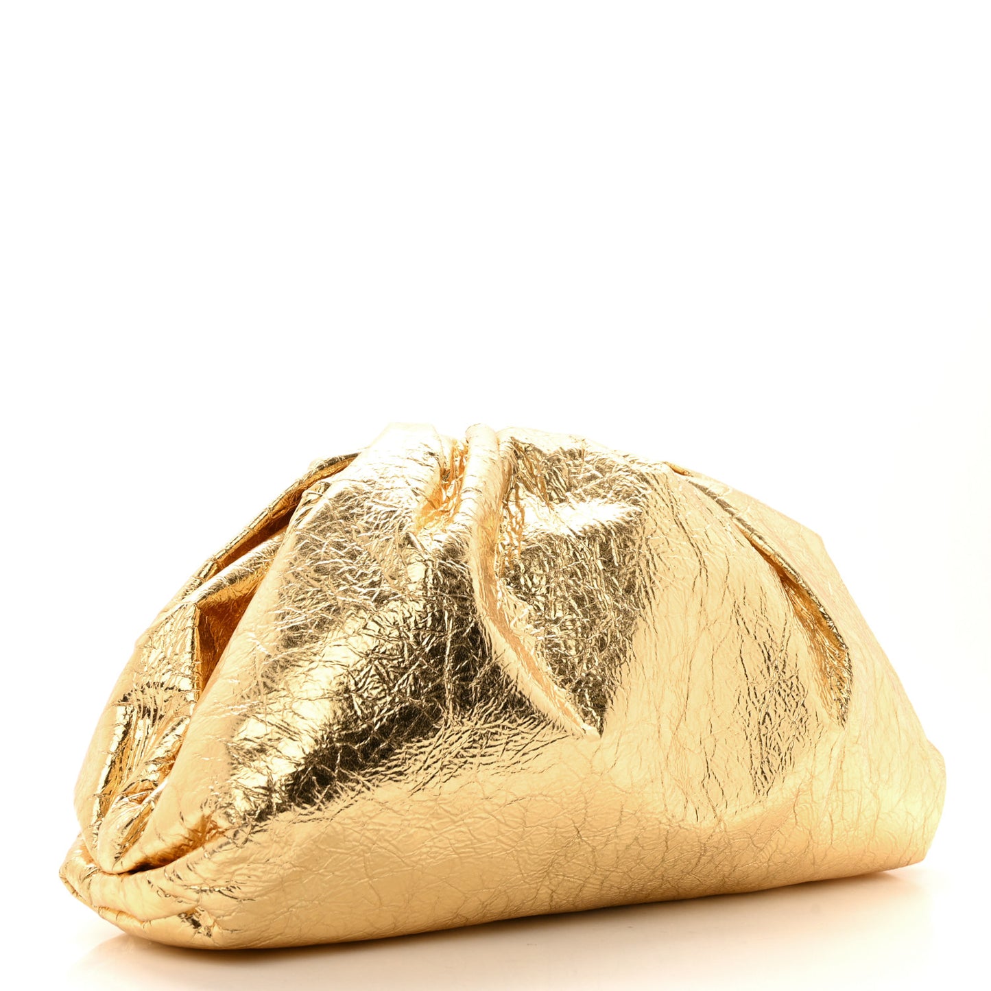 Metallic Crinkled Lambskin The Pouch Oversized Clutch Oro