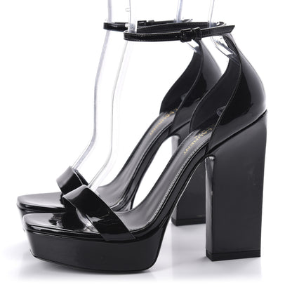 Saint Laurent Patent Debbie 105 Platform Sandals 37.5 Black 3 of 11