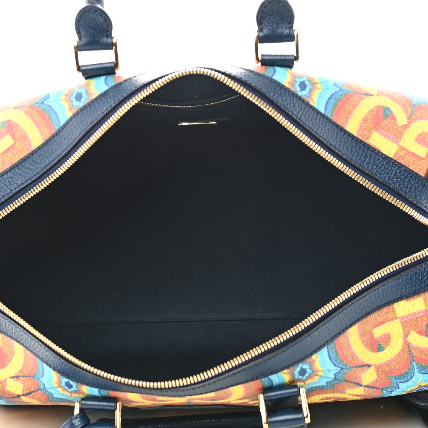 GG Supreme Kaleidoscope Calfskin Script Logo Gucci 100 Carry-On Duffle Bag Blue Orange Multicolor Blue Agata