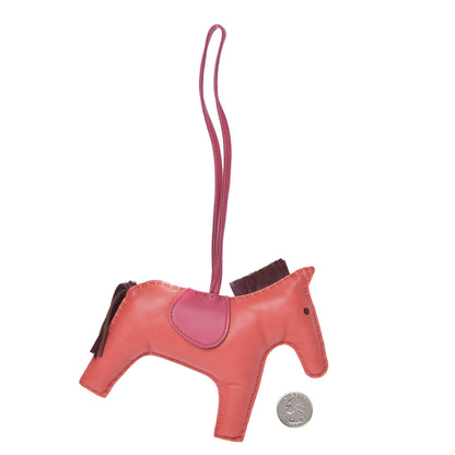 Hermes Milo Lambskin Grigri Rodeo Horse Bag Charm GM Rose Jaipur Shocking Rouge H 2 of 4