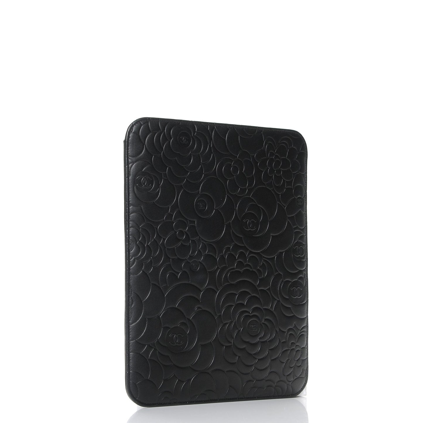 Lambskin Camellia Embossed iPad Case Black