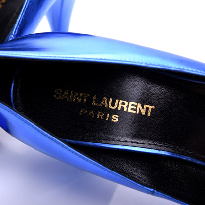 Saint Laurent Metallic Calfskin Kiki 85 Pumps 37 Blue 7 of 14
