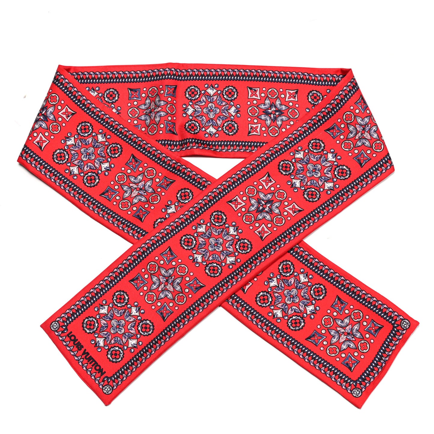 Silk Monogram Giant Lvrtual Flowers Bandeau Red