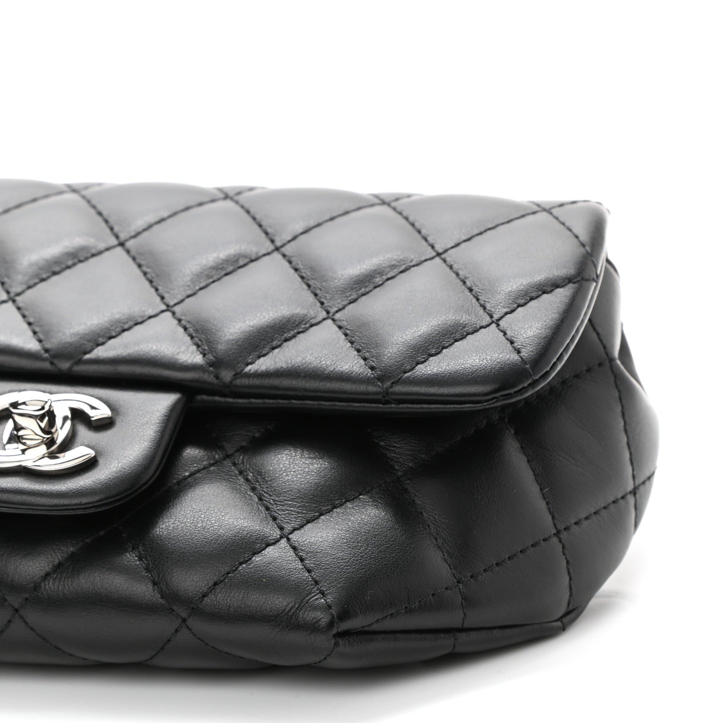 Calfskin Quilted CC Uniform Flap Belt Bag Black