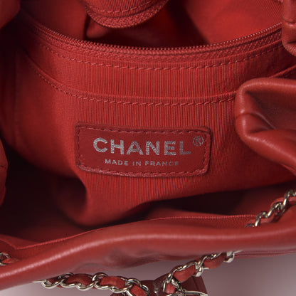 Chanel Lambskin Quilted Small CC Chain Drawstring Bucket Bag Red 6 of 15