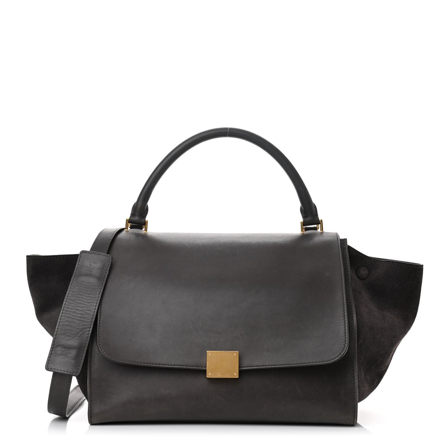 Smooth Calfskin Suede Medium Trapeze Grey
