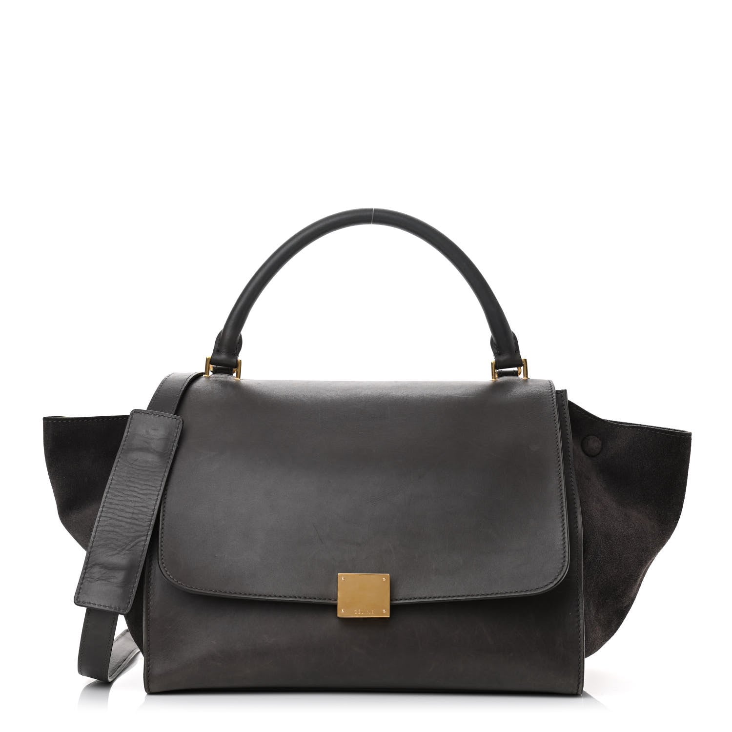 Celine Smooth Calfskin Suede Medium Trapeze Grey 1 of 16