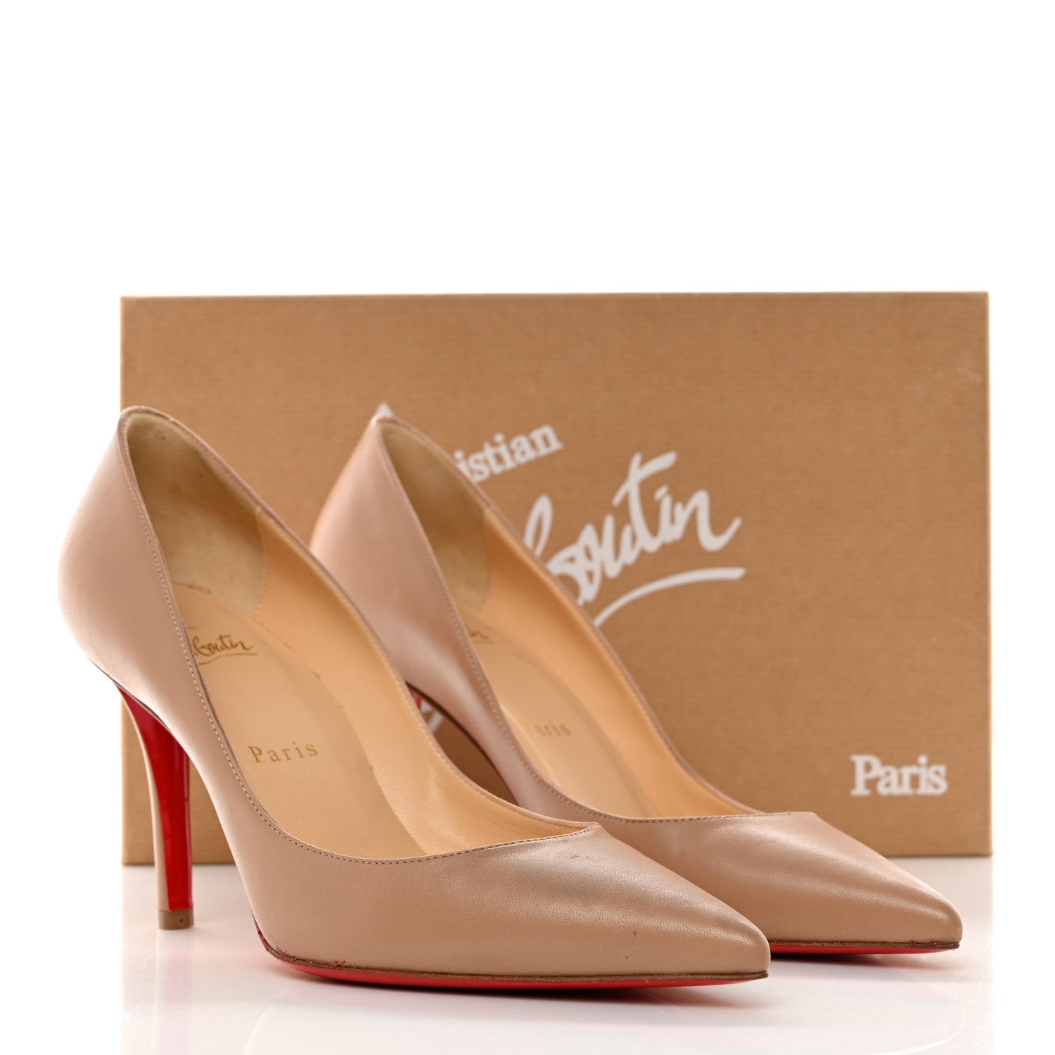 Christian Louboutin Shiny Nappa Apostrophy 85 Pumps 37 Nude 9 of 9
