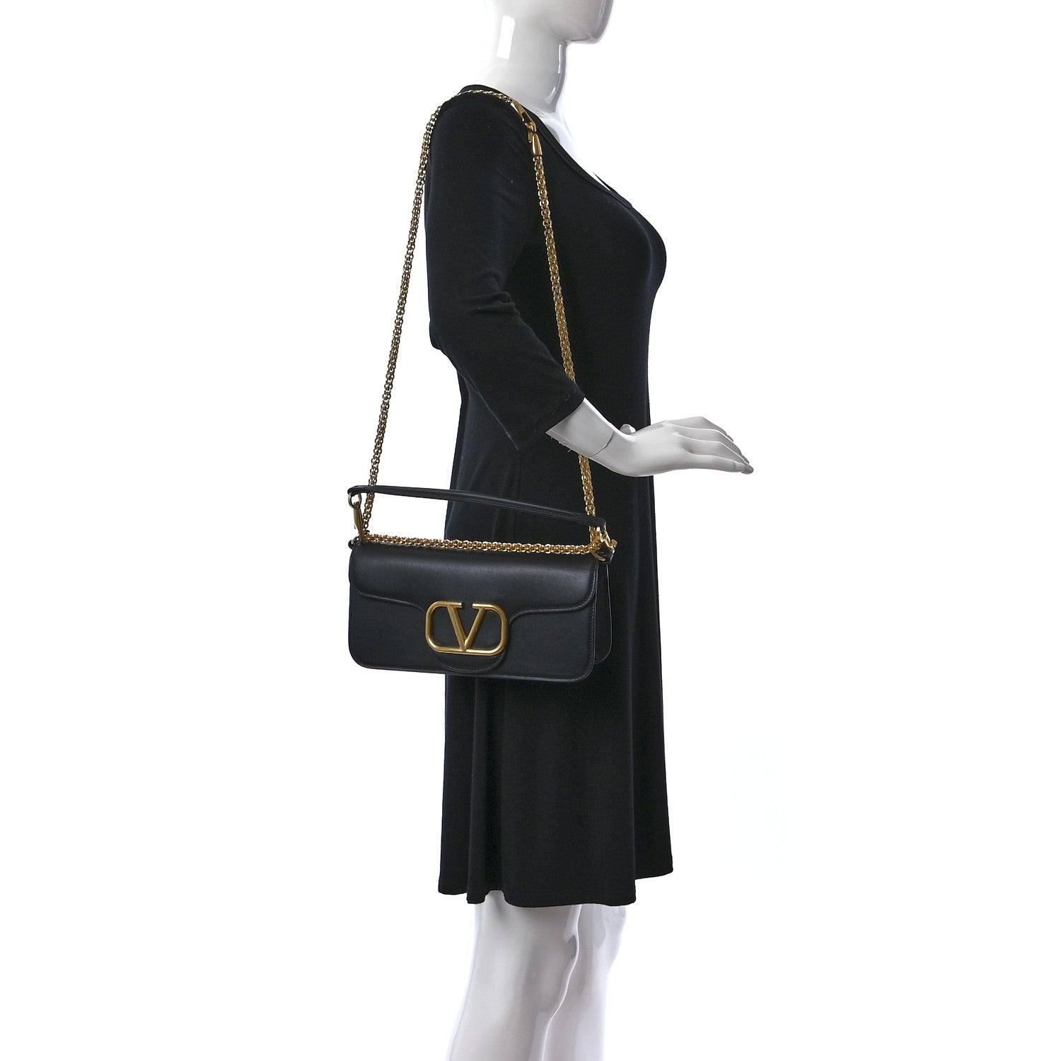 Valentino Garavani Calfskin Vlogo Loco Shoulder Bag Black 2 of 8