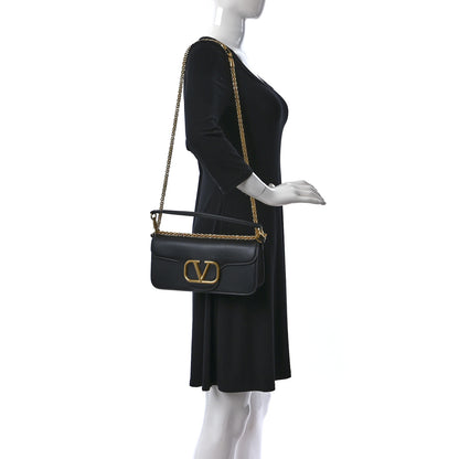 Valentino Garavani Calfskin Vlogo Loco Shoulder Bag Black 2 of 8