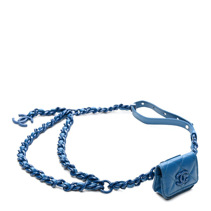 Chanel Caviar Quilted Airpods Pro Holder Belt Blue 1 of 7