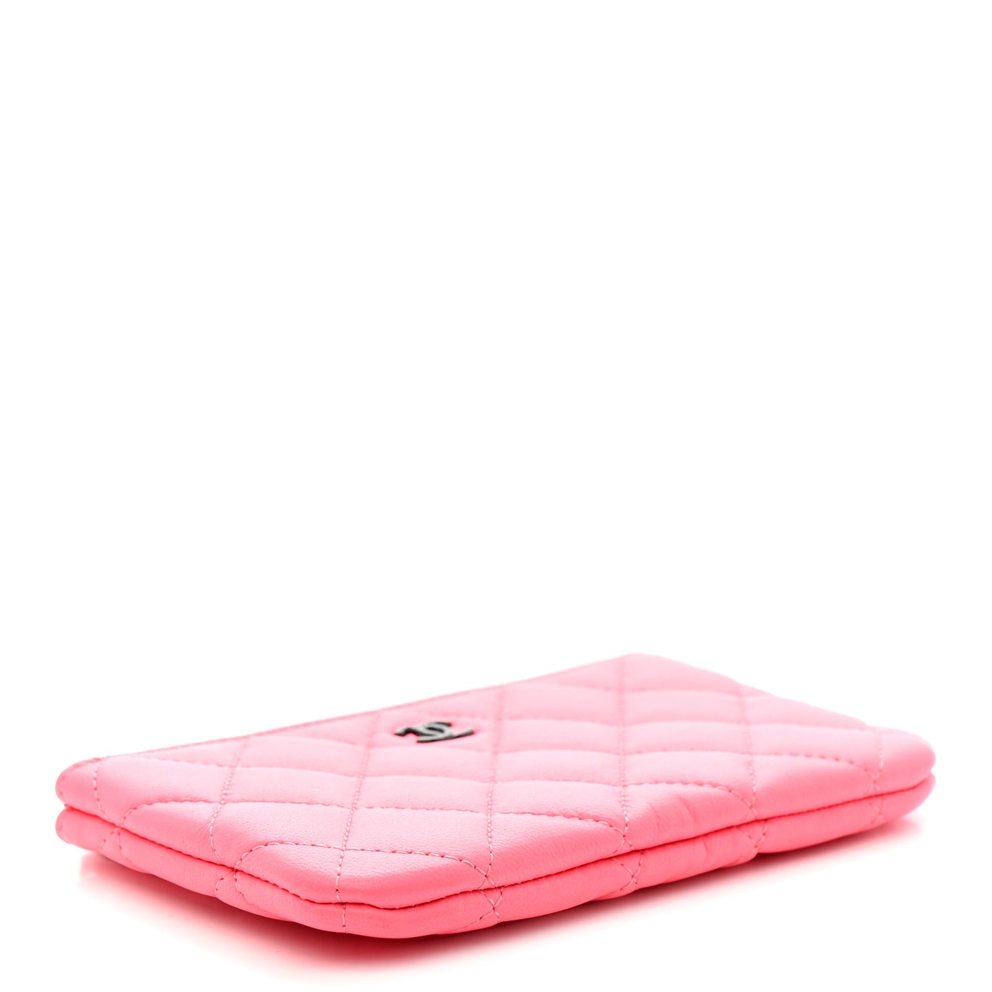 Lambskin Quilted Small Cosmetic Case Coral Pink