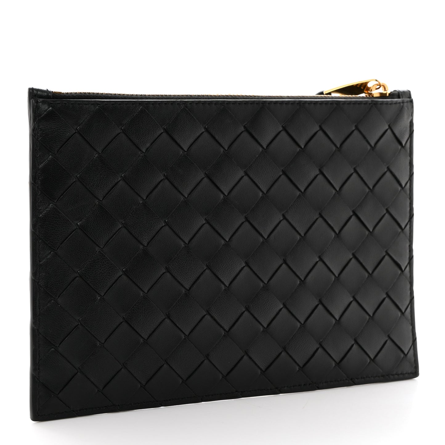 Nappa Intrecciato Wristlet Zip Wallet Black