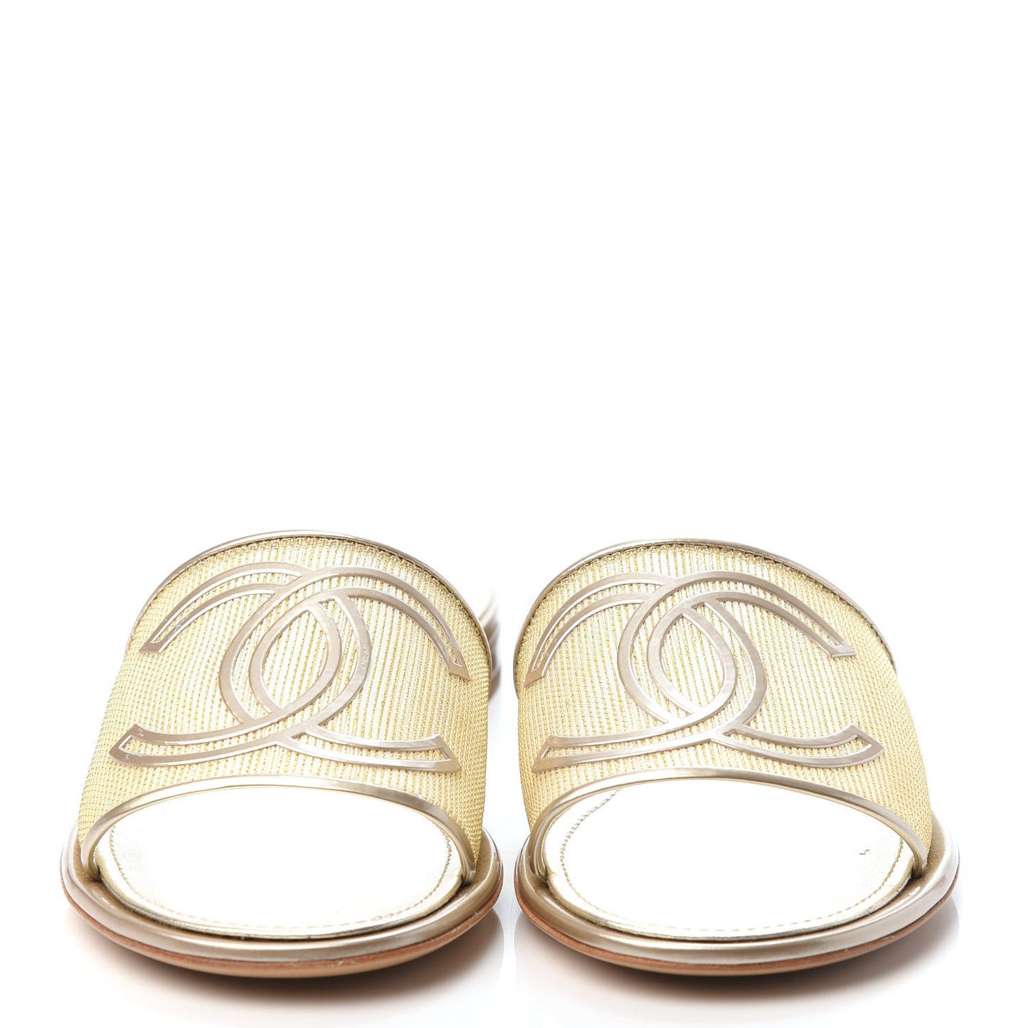 Glitter Mesh Patent Calfskin CC Mules 39 Gold
