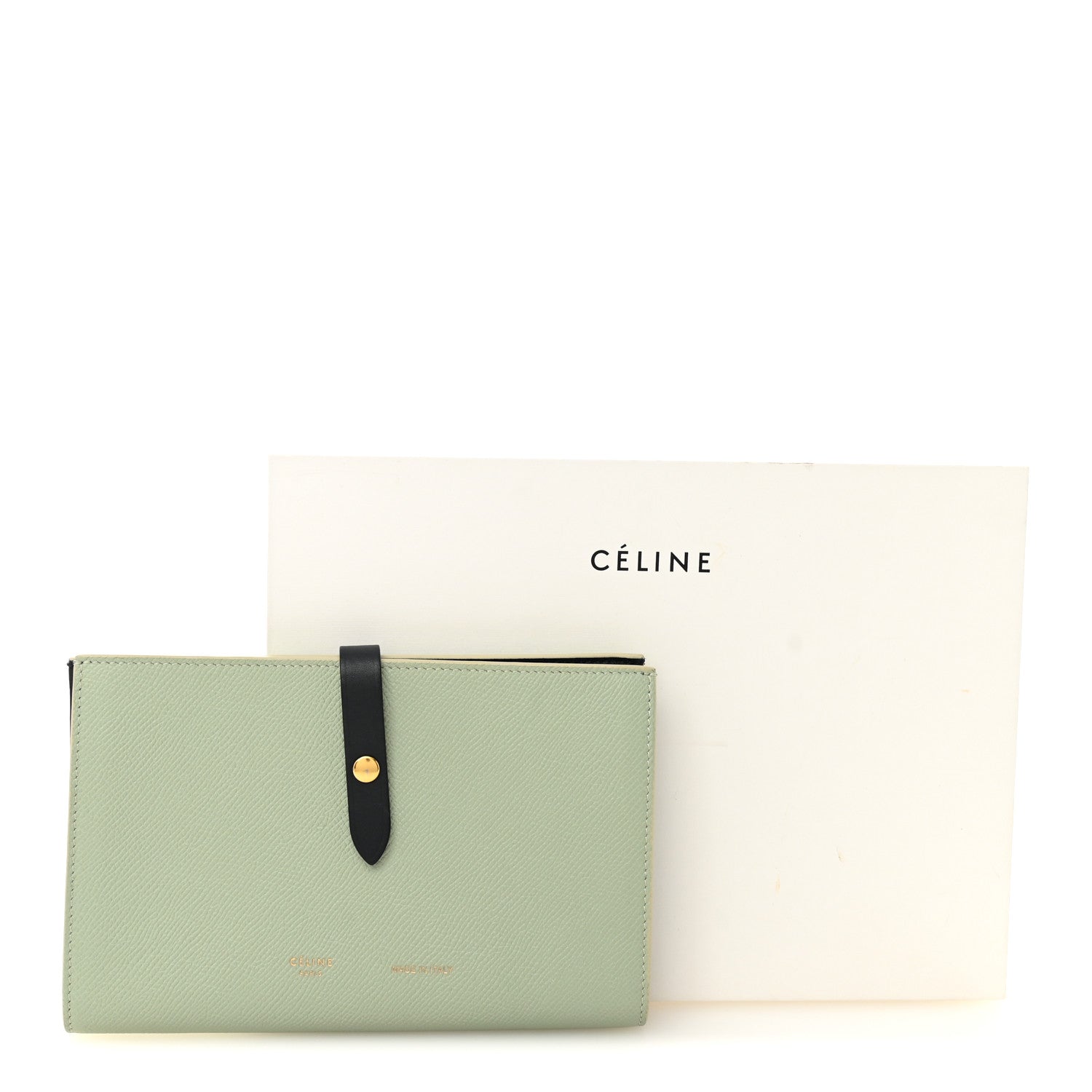 Celine Grained Calfskin Large Multifunction Strap Wallet Pistachio 9 of 9