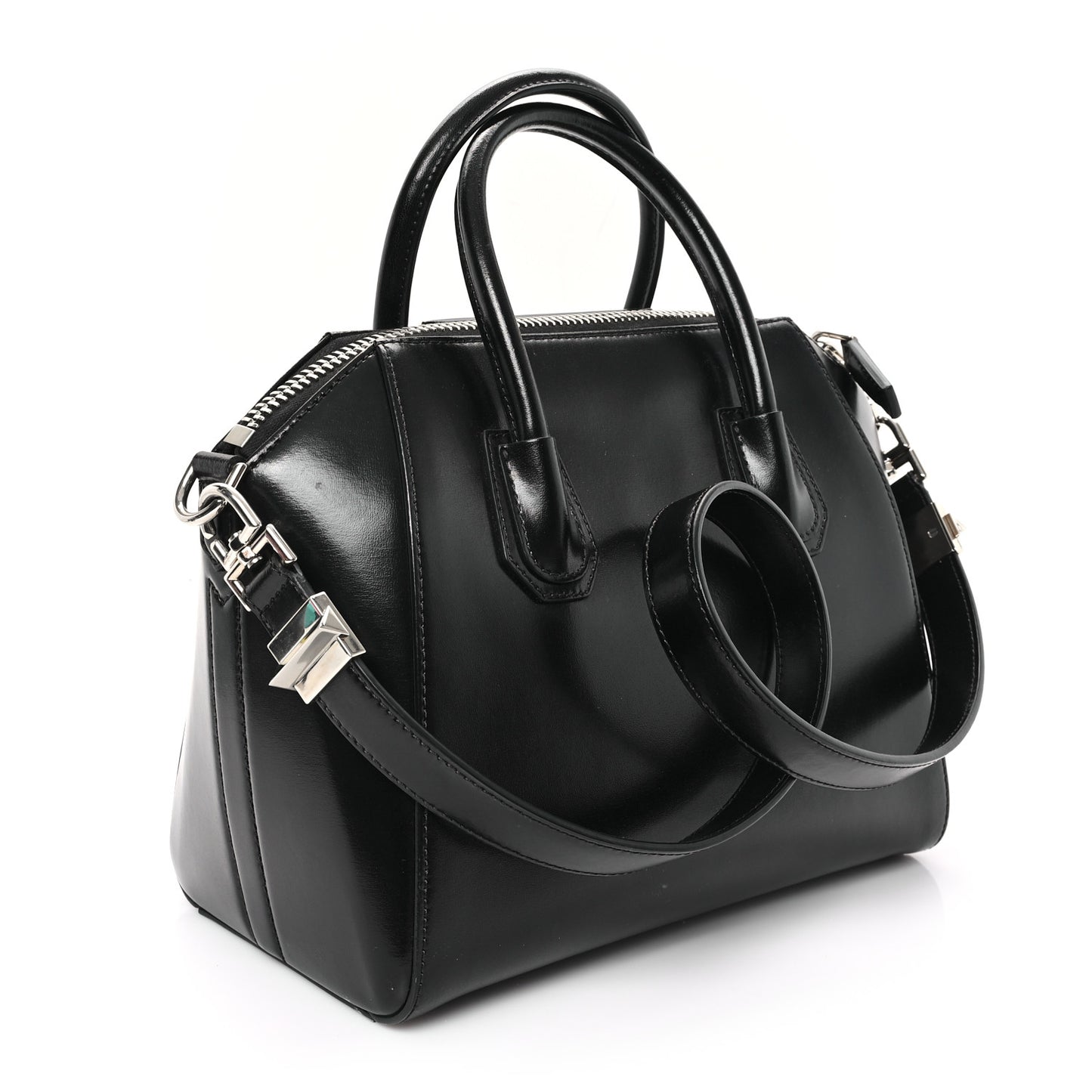 Shiny Lord Calfskin Small Antigona Black