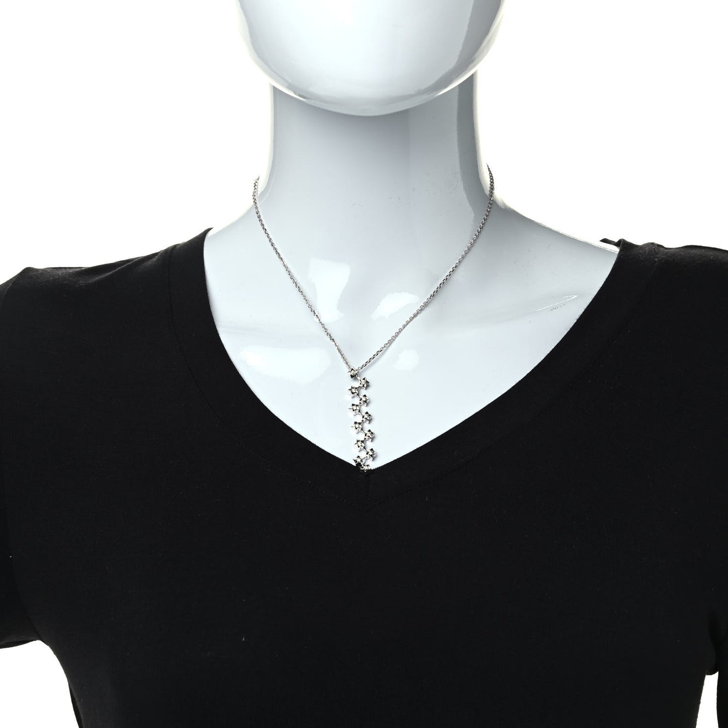 18K White Gold Diamond Comet Multi Star Pendant Necklace