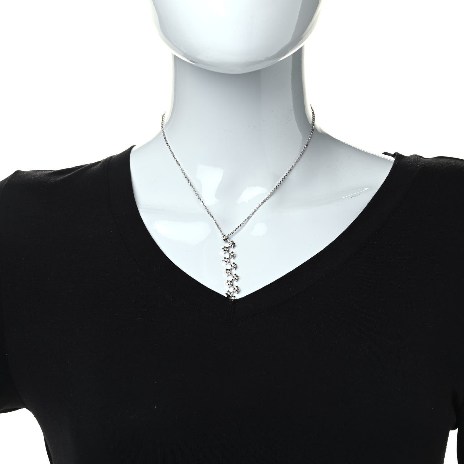 Chanel 18K White Gold Diamond Comet Multi Star Pendant Necklace 2 of 5