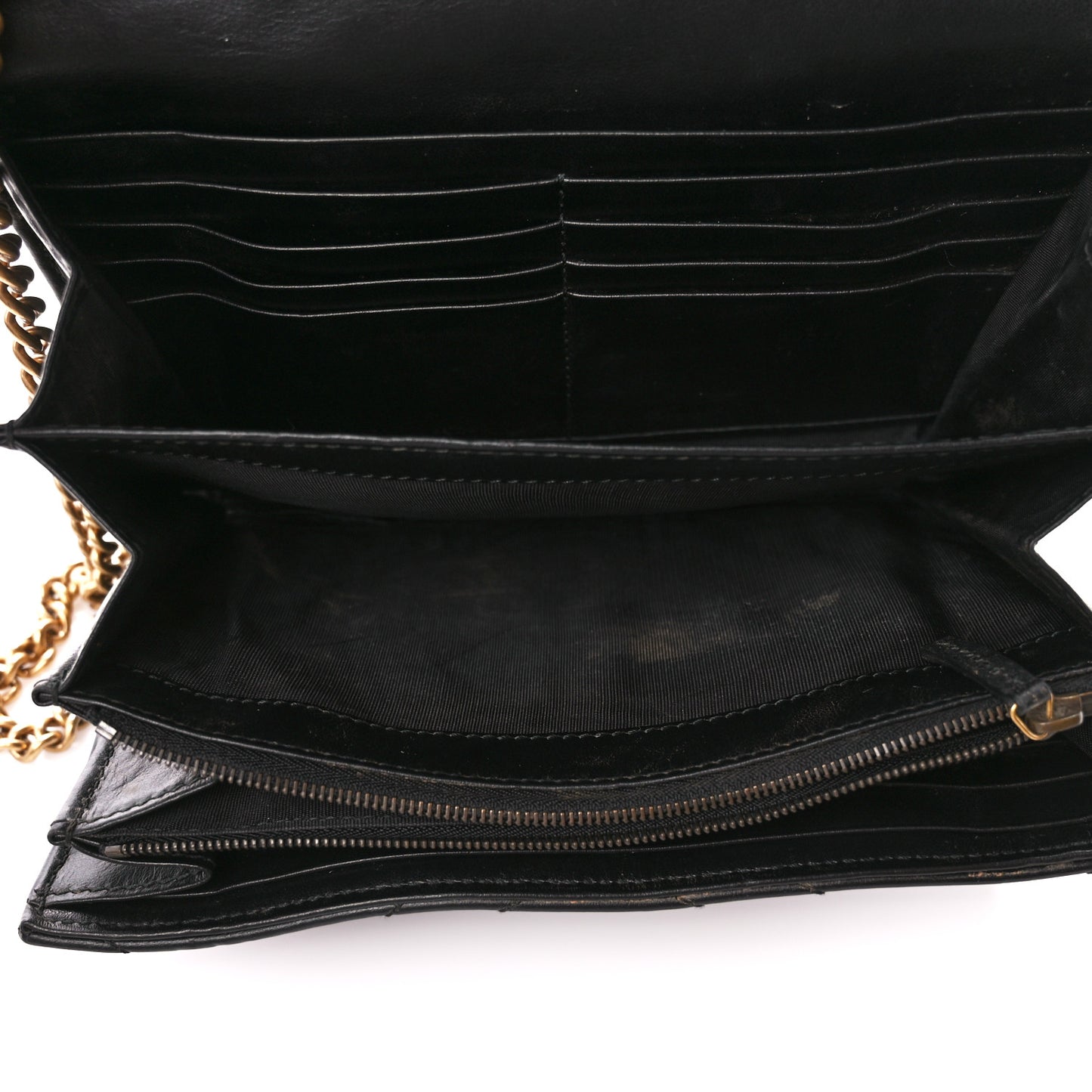 Calfskin Matelasse GG Marmont Chain Wallet Black