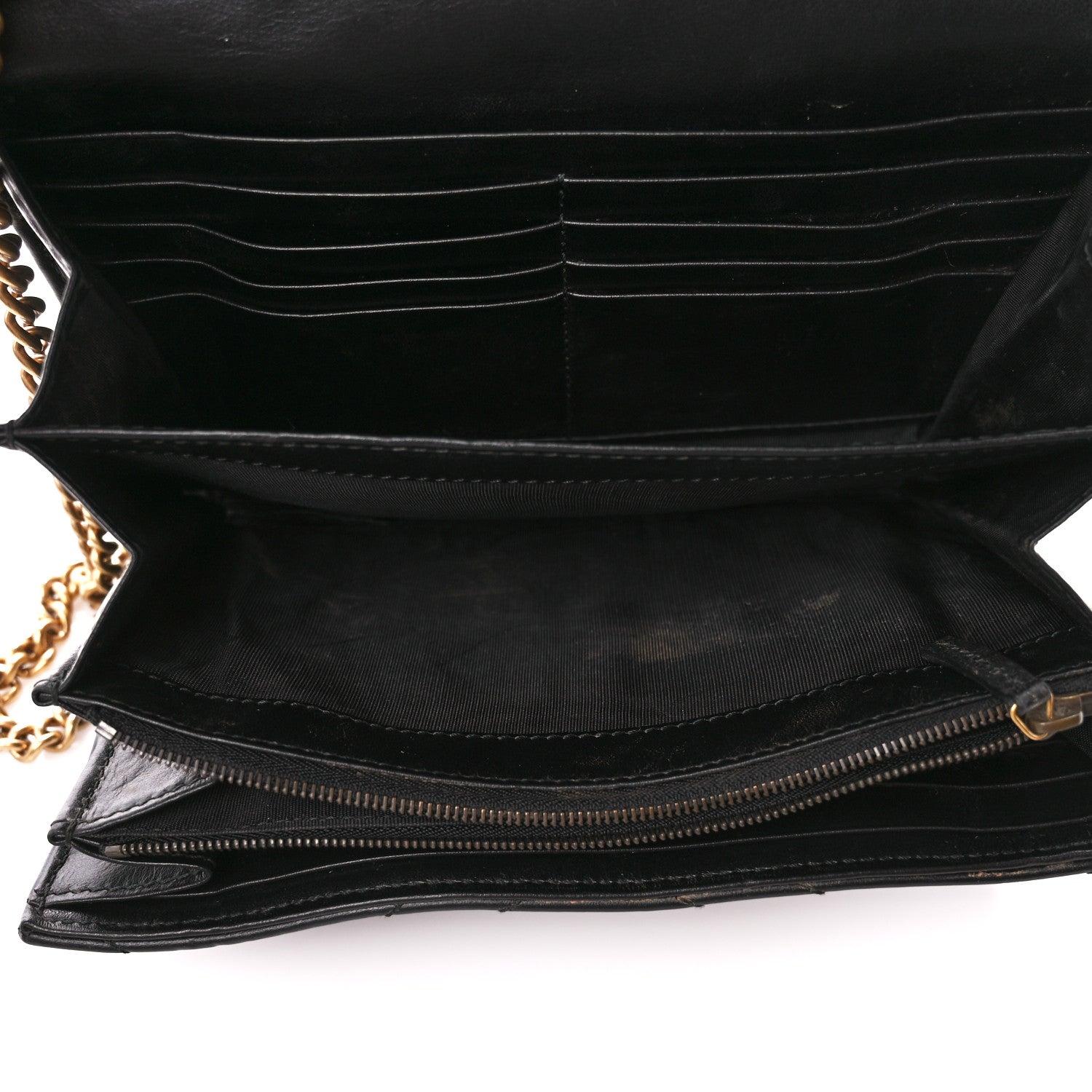 Gucci Calfskin Matelasse GG Marmont Chain Wallet Black 11 of 12