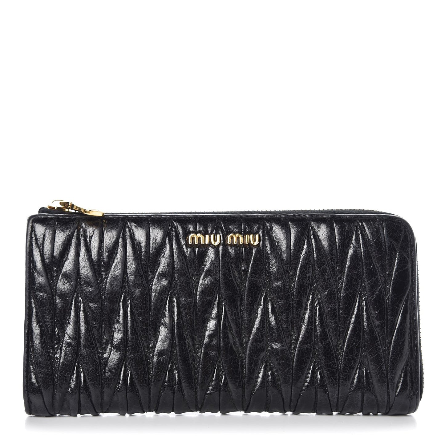 Nappa Matelasse Lux Zip Around Wallet Black