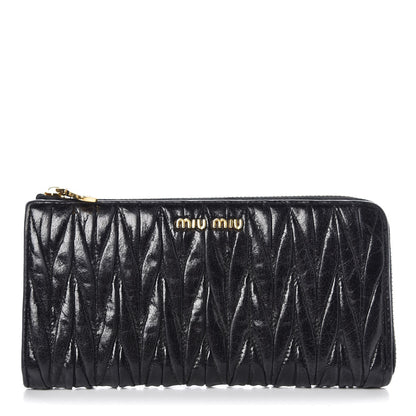 Miu Miu Nappa Matelasse Lux Zip Around Wallet Black 1 of 7