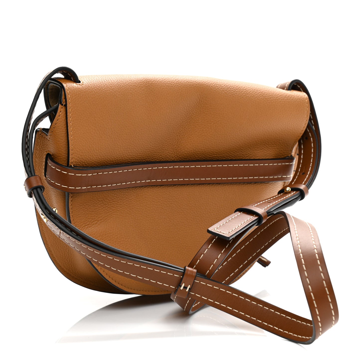 Grained Calfskin Small Gate Crossbody Bag Caramel Pecan