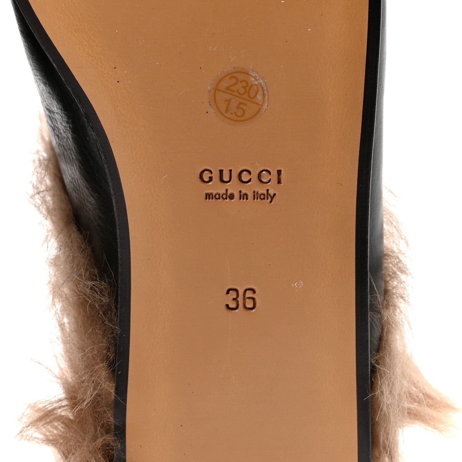 Gucci Calfskin Fur Womens Princetown Slippers 36 Black 7 of 8