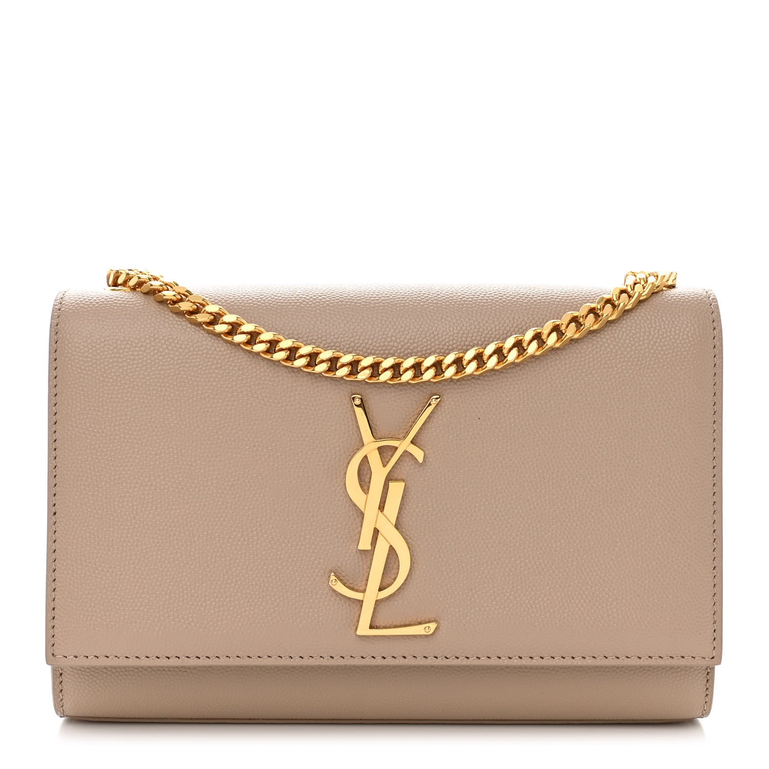 Saint Laurent Grain De Poudre Small Monogram Kate Satchel Dark Beige 1 of 10
