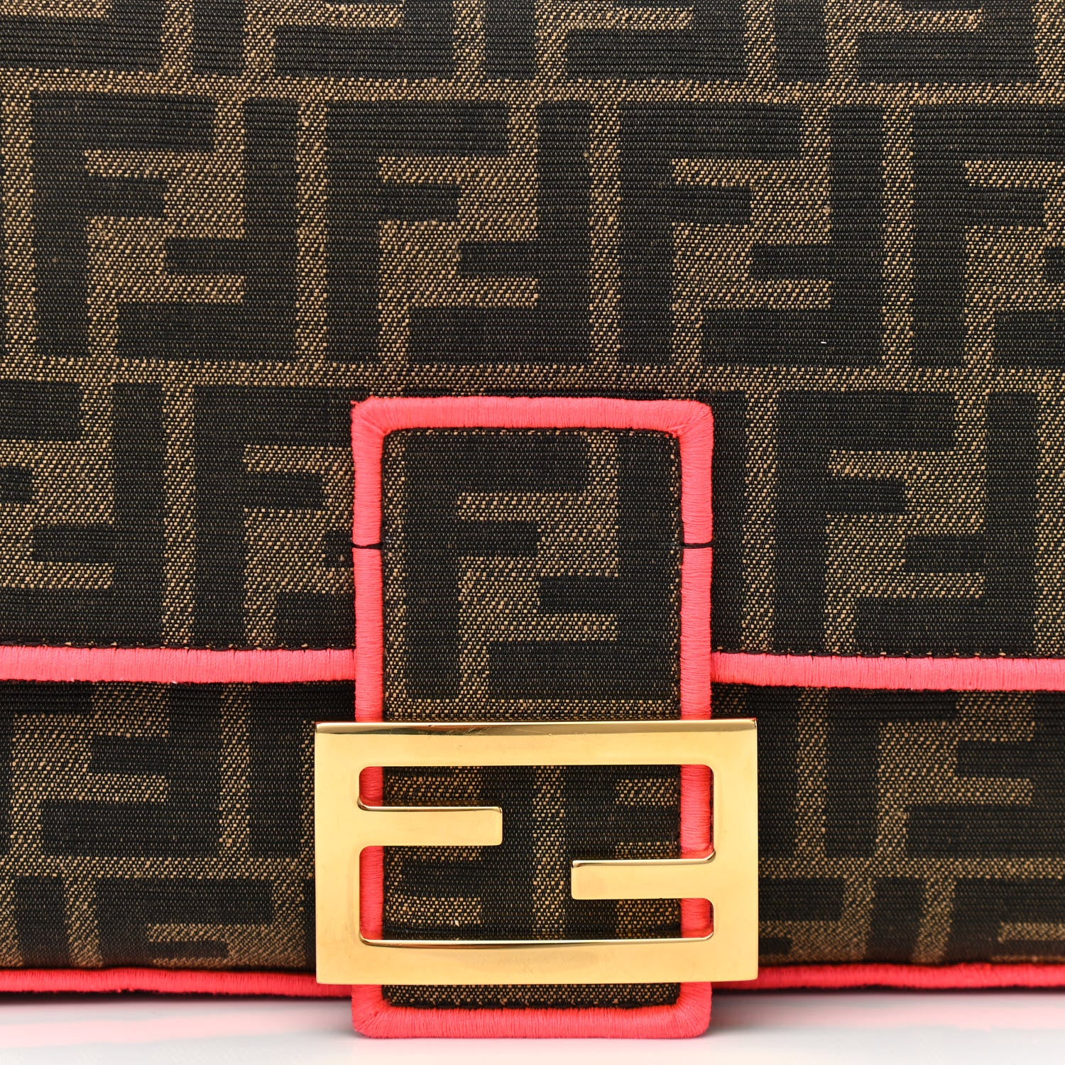 Fendi Fabric Jacquard FF 1974 Baguette Tobacco Moro Fuxia Fluo 8 of 12
