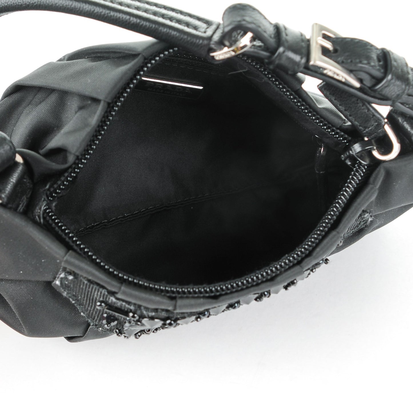 Tessuto Nylon Bead Evening Bag Black