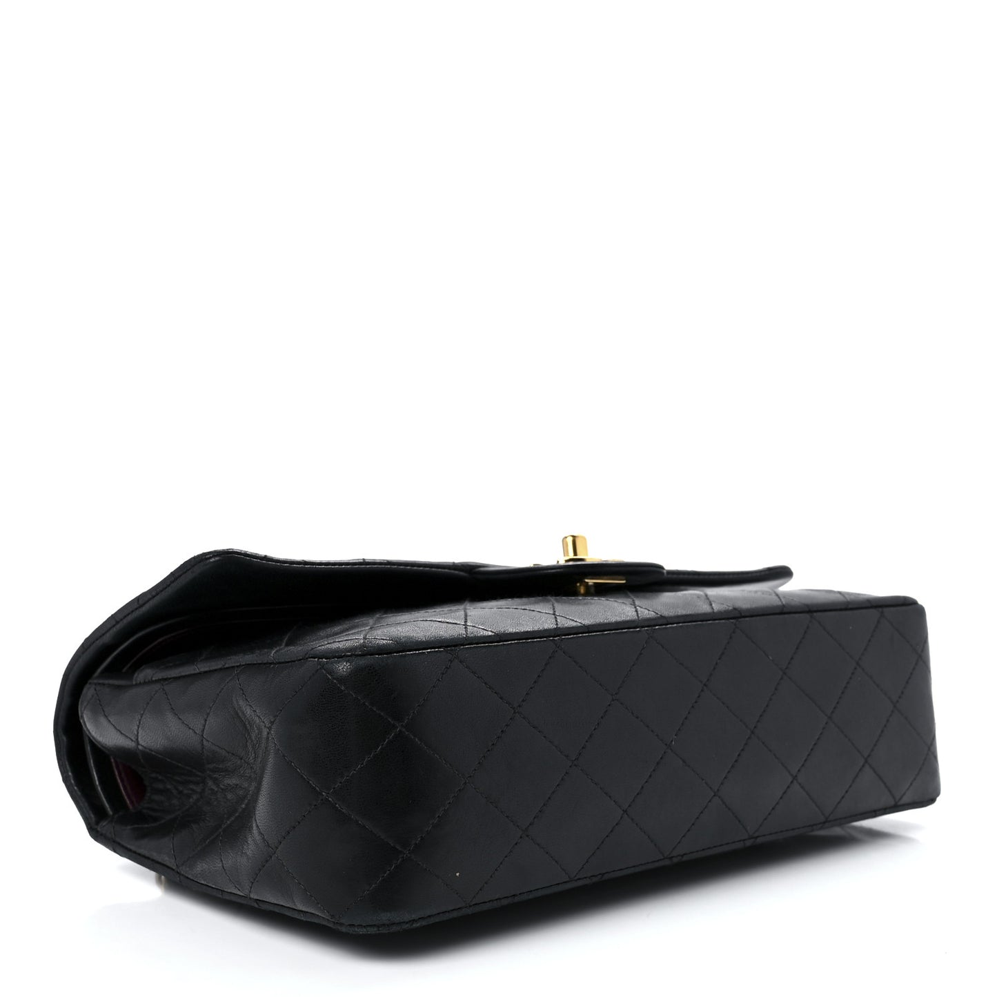 Lambskin Quilted Medium Double Flap Black