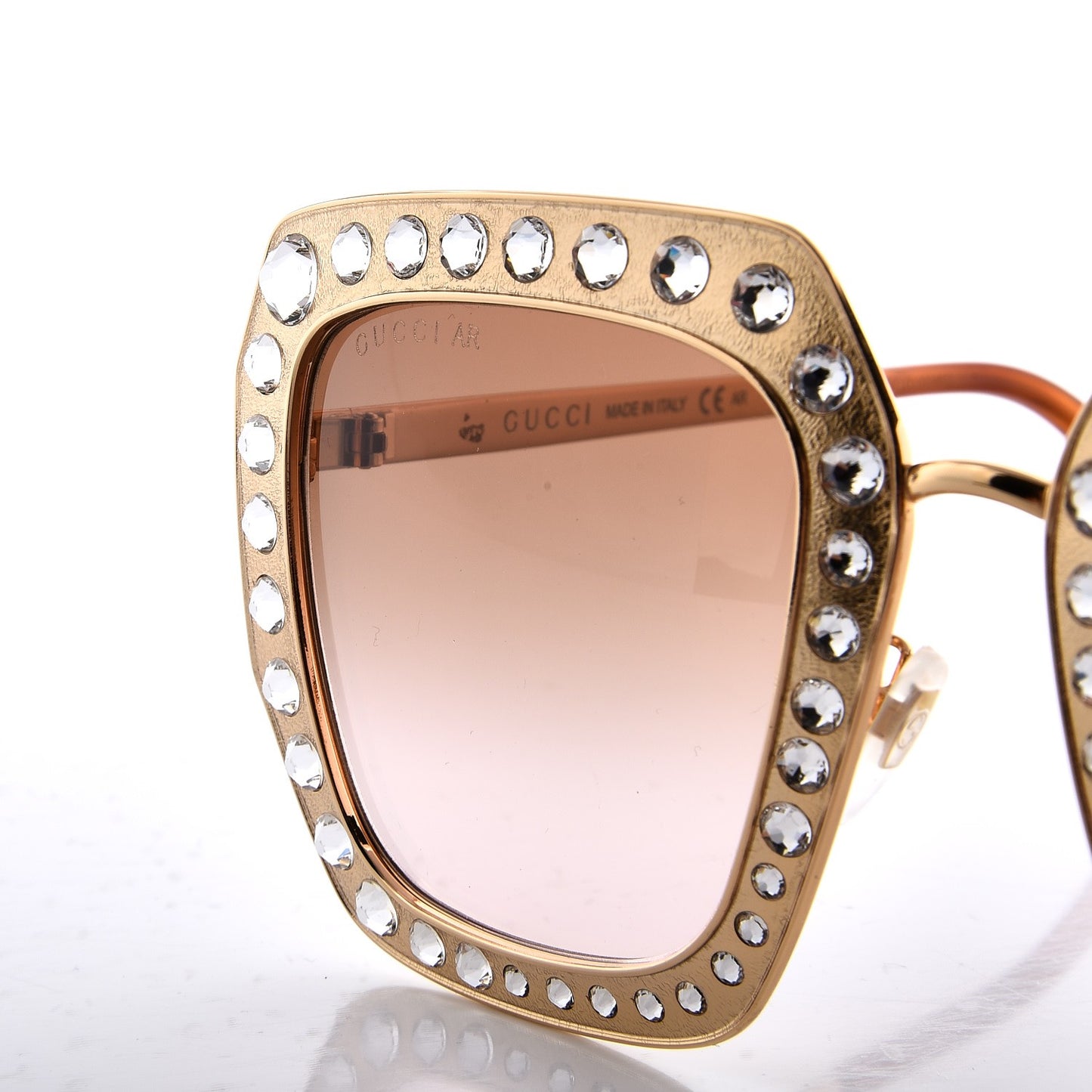 Metal Acetate Crystal Oversize GG0115S Sunglasses Gold