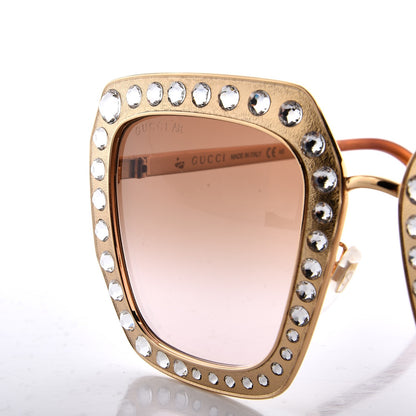 Gucci Metal Acetate Crystal Oversize GG0115S Sunglasses Gold 9 of 9