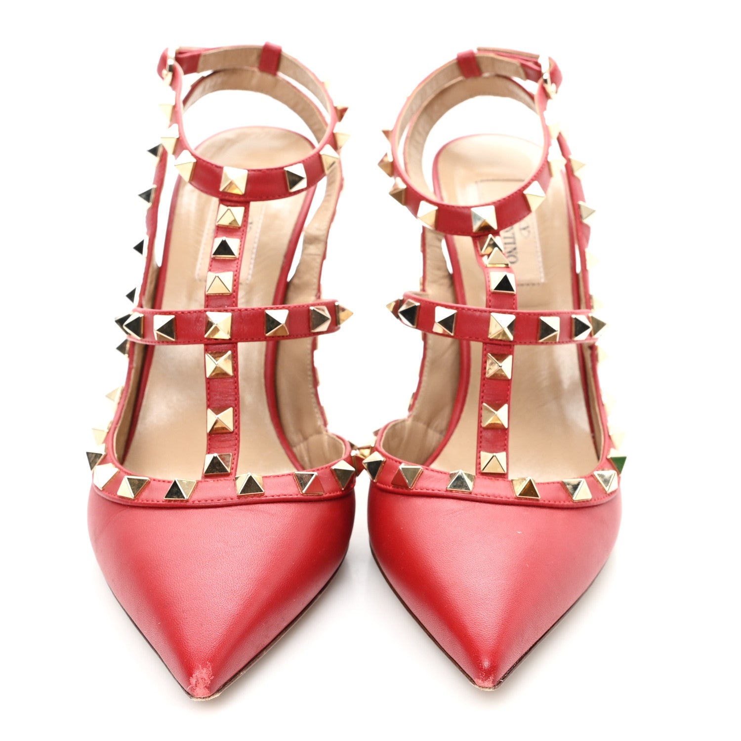 Valentino Garavani Calfskin Rockstud Ankle Strap 100mm Pumps 38.5 Rosso Valentino 3 of 10