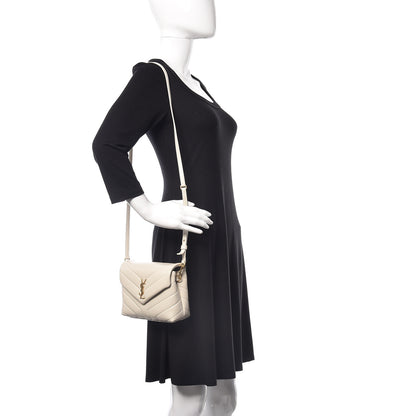 Saint Laurent Calfskin Y Quilted Monogram Toy Loulou Crossbody Bag Crema Soft 2 of 9
